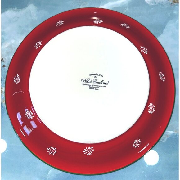 Snow Mates by Noble Excellence Christmas Holiday Plates Snowman and Snowflakes - Picture 3 of 8